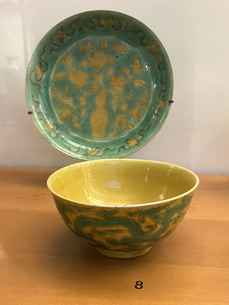 cuencos de porcelana china amarillos y verdes